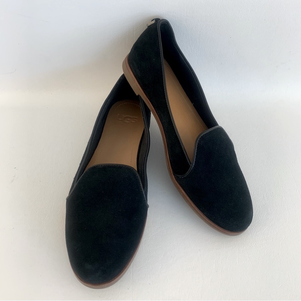 Uggs Bonnie Black Suede Leather Flats
